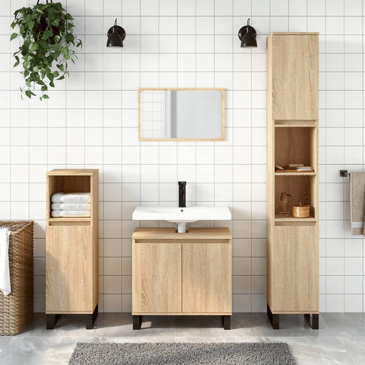 Badkamerkast 58x33x60 cm bewerkt hout sonoma eikenkleurig is nu te koop bij PeponiXL, paradijselijk wonen!