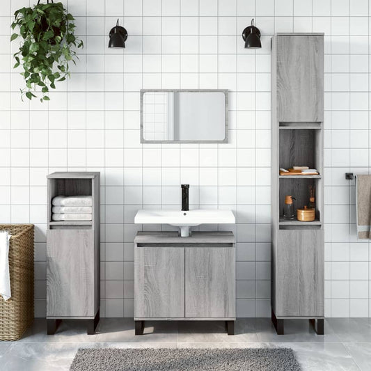 Badkamerkast 58x33x60 cm bewerkt hout grijs sonoma eikenkleurig is nu te koop bij PeponiXL, paradijselijk wonen!