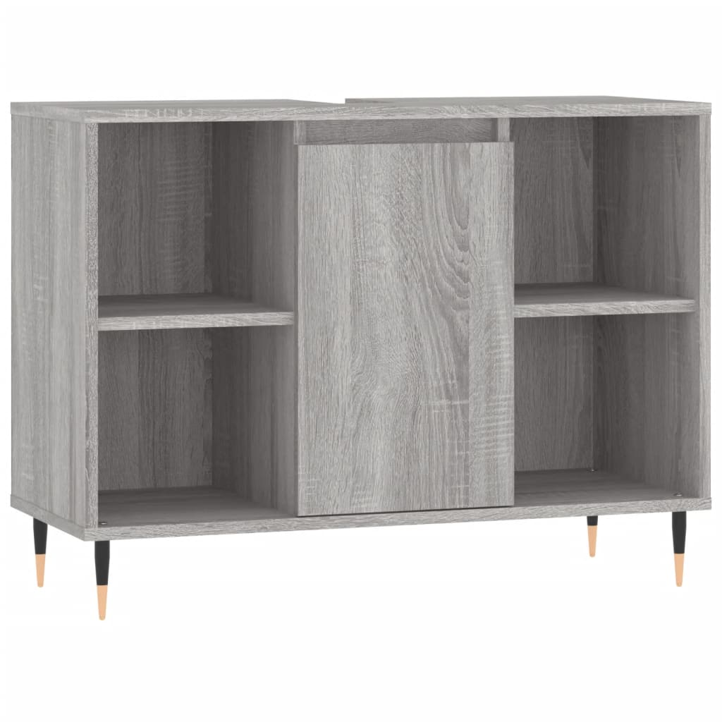 Badkamerkast 80x33x60 cm bewerkt hout grijs sonoma eikenkleurig is nu te koop bij PeponiXL, paradijselijk wonen!