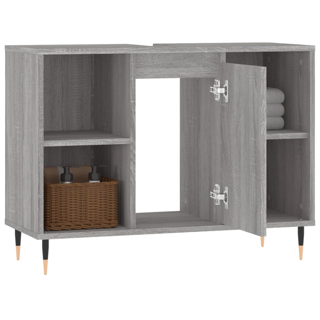 Badkamerkast 80x33x60 cm bewerkt hout grijs sonoma eikenkleurig is nu te koop bij PeponiXL, paradijselijk wonen!