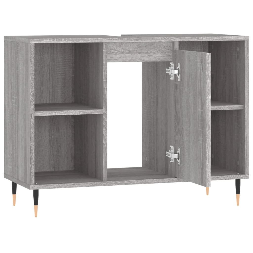 Badkamerkast 80x33x60 cm bewerkt hout grijs sonoma eikenkleurig is nu te koop bij PeponiXL, paradijselijk wonen!