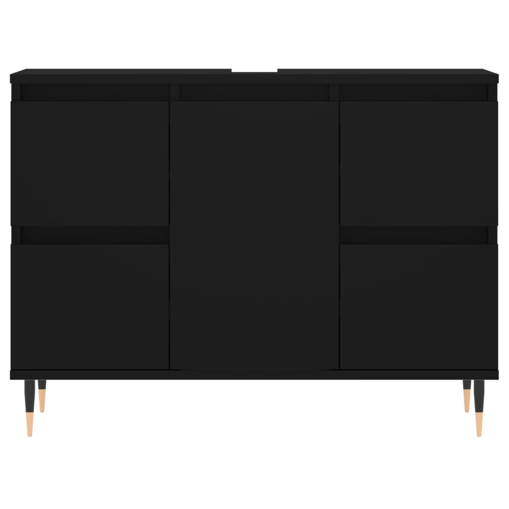 Badkamerkast 80x33x60 cm bewerkt hout zwart is nu te koop bij PeponiXL, paradijselijk wonen!