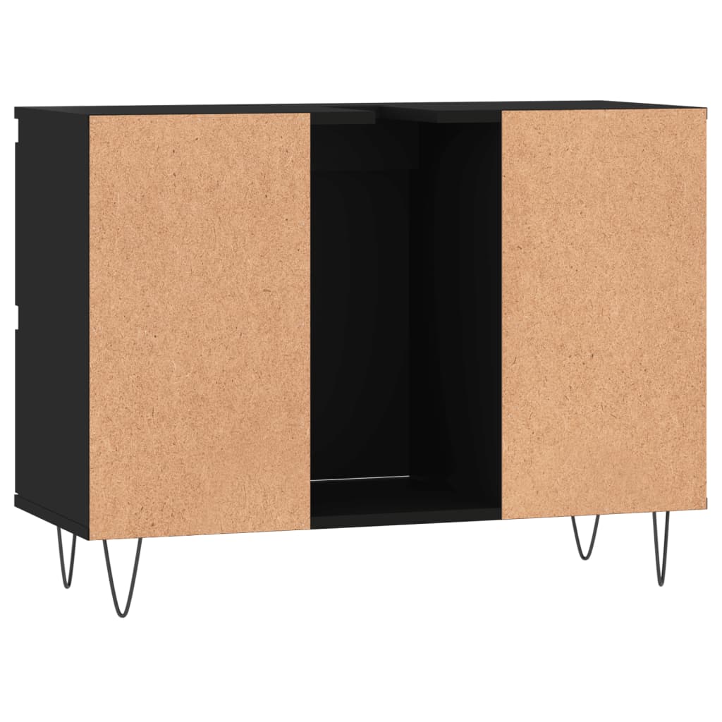Badkamerkast 80x33x60 cm bewerkt hout zwart is nu te koop bij PeponiXL, paradijselijk wonen!