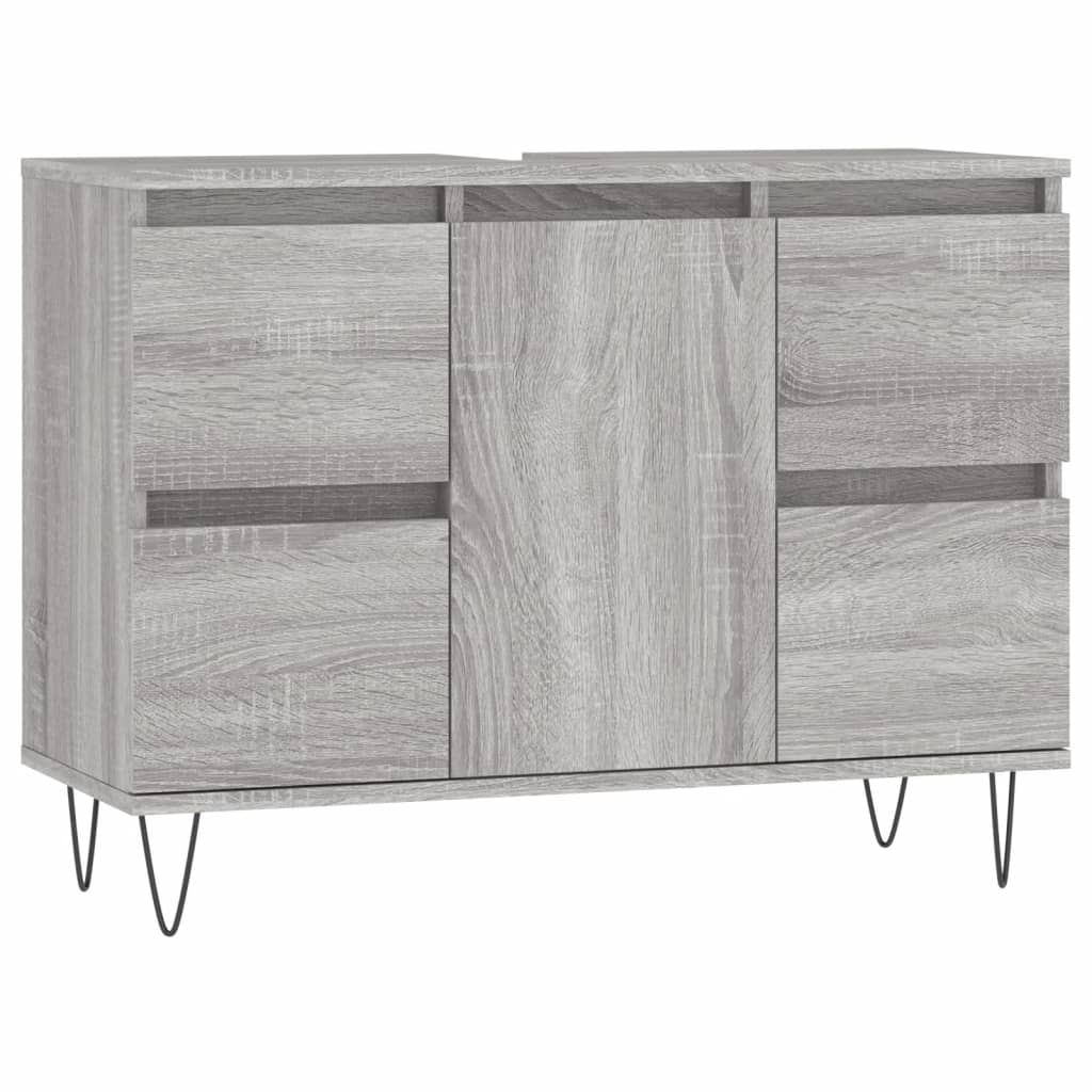 Badkamerkast 80x33x60 cm bewerkt hout grijs sonoma eikenkleurig is nu te koop bij PeponiXL, paradijselijk wonen!
