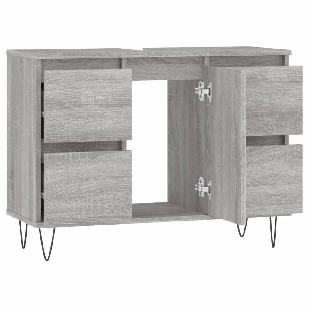 Badkamerkast 80x33x60 cm bewerkt hout grijs sonoma eikenkleurig is nu te koop bij PeponiXL, paradijselijk wonen!