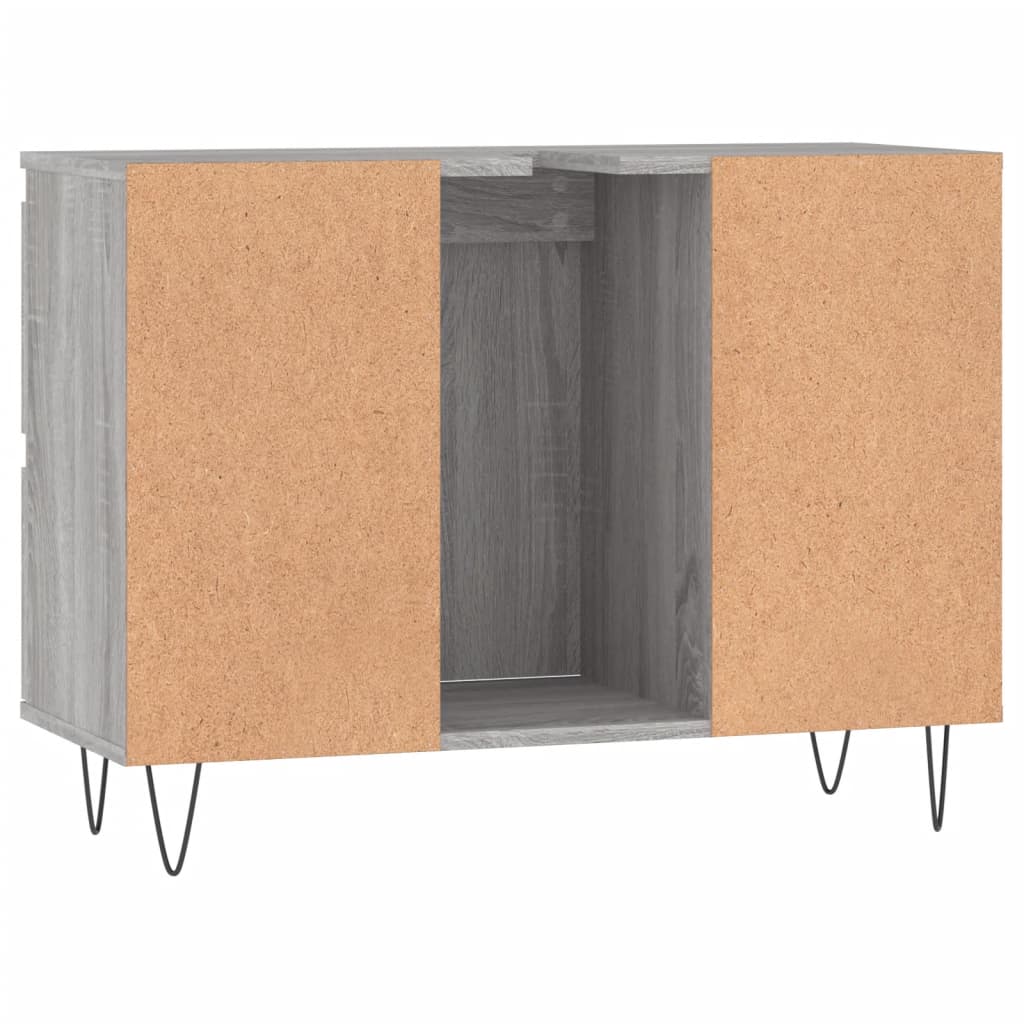 Badkamerkast 80x33x60 cm bewerkt hout grijs sonoma eikenkleurig is nu te koop bij PeponiXL, paradijselijk wonen!