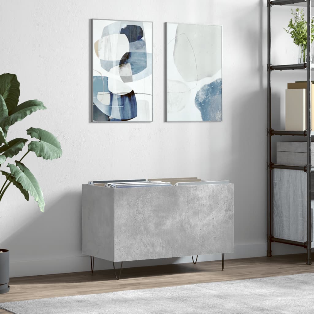 Platenkast 74,5x38x48 cm bewerkt hout betongrijs is nu te koop bij PeponiXL, paradijselijk wonen!