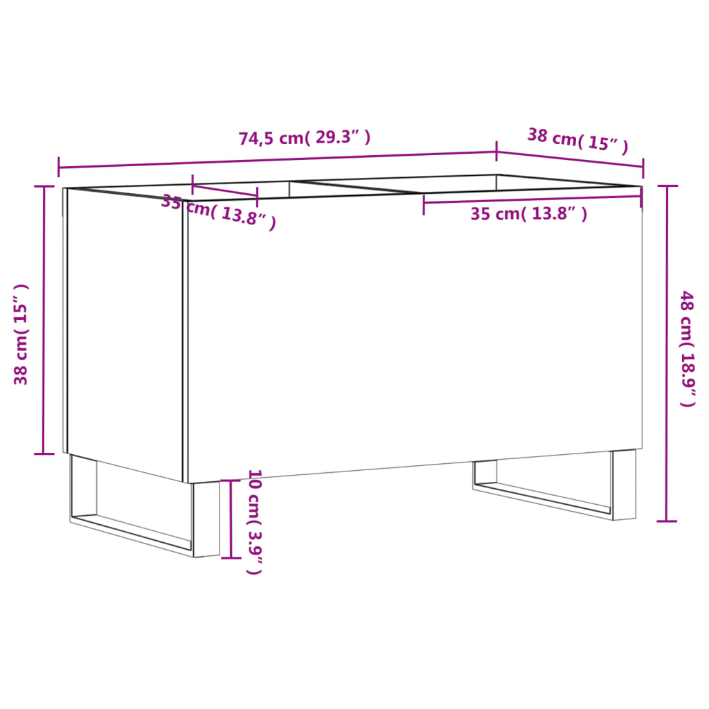 Platenkast 74,5x38x48 cm bewerkt hout zwart is nu te koop bij PeponiXL, paradijselijk wonen!