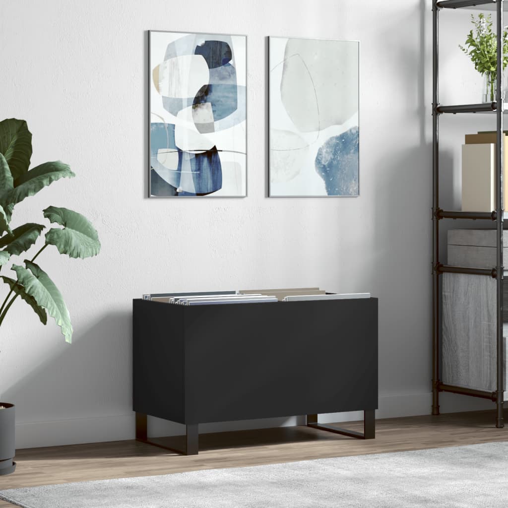 Platenkast 74,5x38x48 cm bewerkt hout zwart is nu te koop bij PeponiXL, paradijselijk wonen!