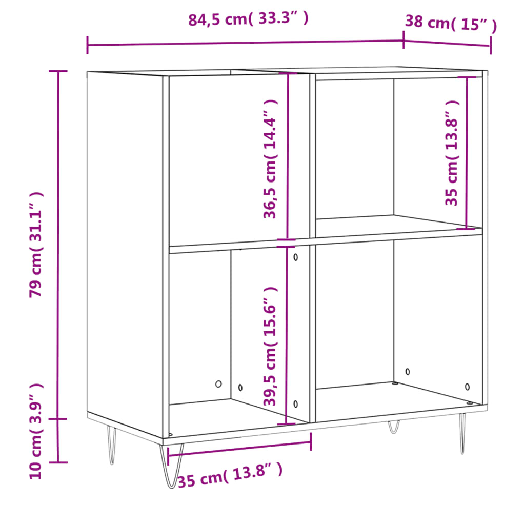 Platenkast 84,5x38x89 cm bewerkt hout wit is nu te koop bij PeponiXL, paradijselijk wonen!