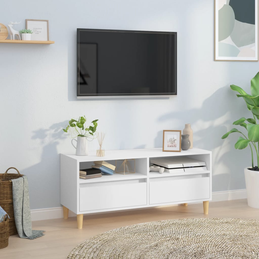 Tv-meubel 100x34,5x44,5 cm bewerkt hout wit is nu te koop bij PeponiXL, paradijselijk wonen!