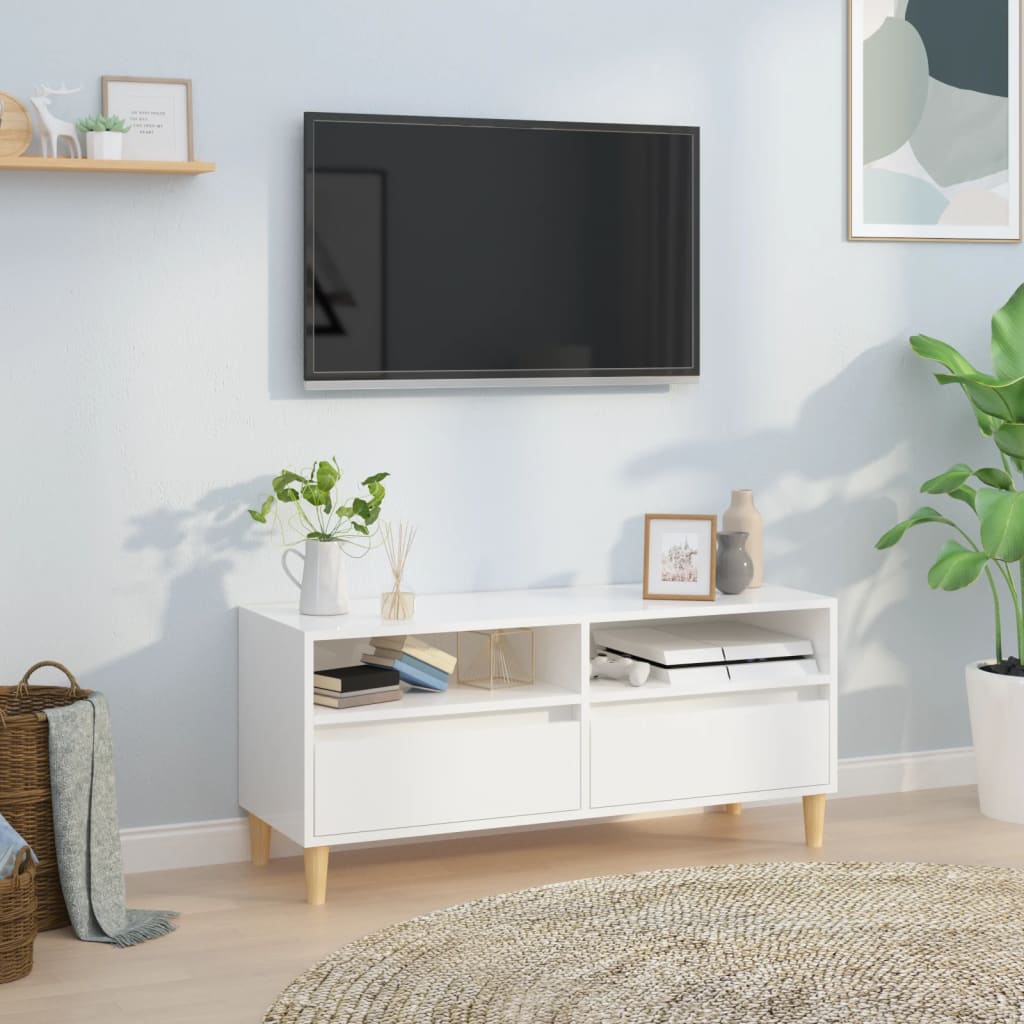 Tv-meubel 100x34,5x44,5 cm bewerkt hout hoogglans wit is nu te koop bij PeponiXL, paradijselijk wonen!