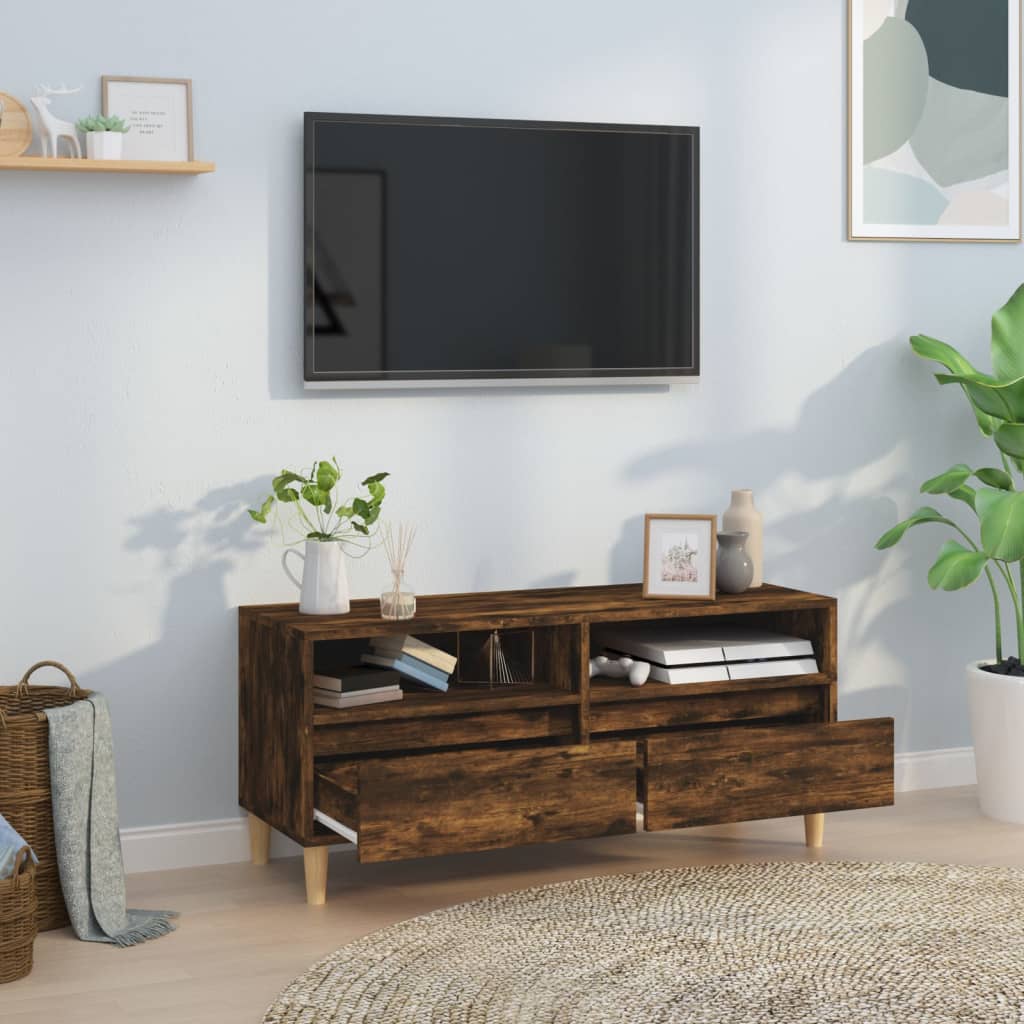 Tv-meubel 100x34,5x44,5 cm bewerkt hout gerookt eikenkleurig is nu te koop bij PeponiXL, paradijselijk wonen!