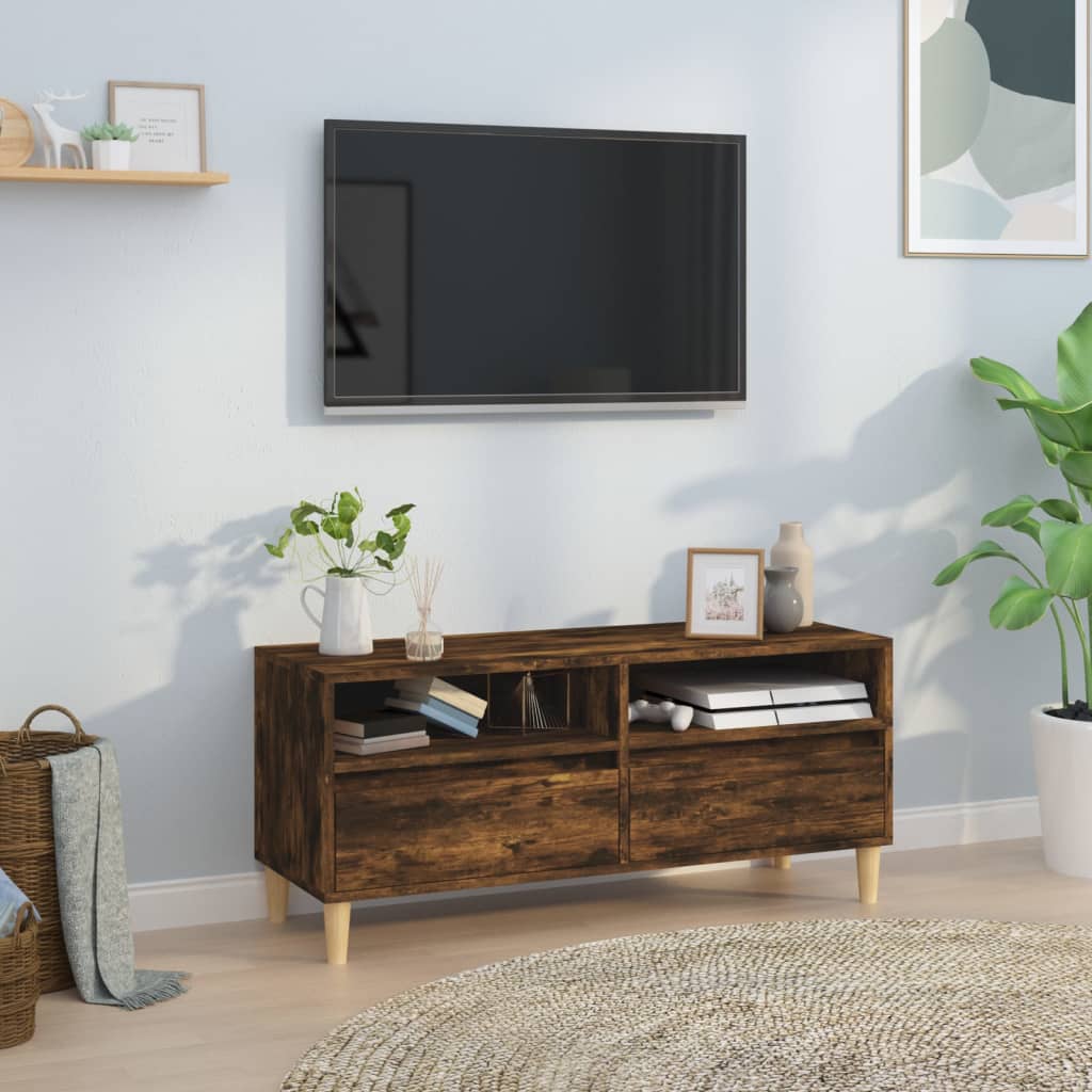 Tv-meubel 100x34,5x44,5 cm bewerkt hout gerookt eikenkleurig is nu te koop bij PeponiXL, paradijselijk wonen!