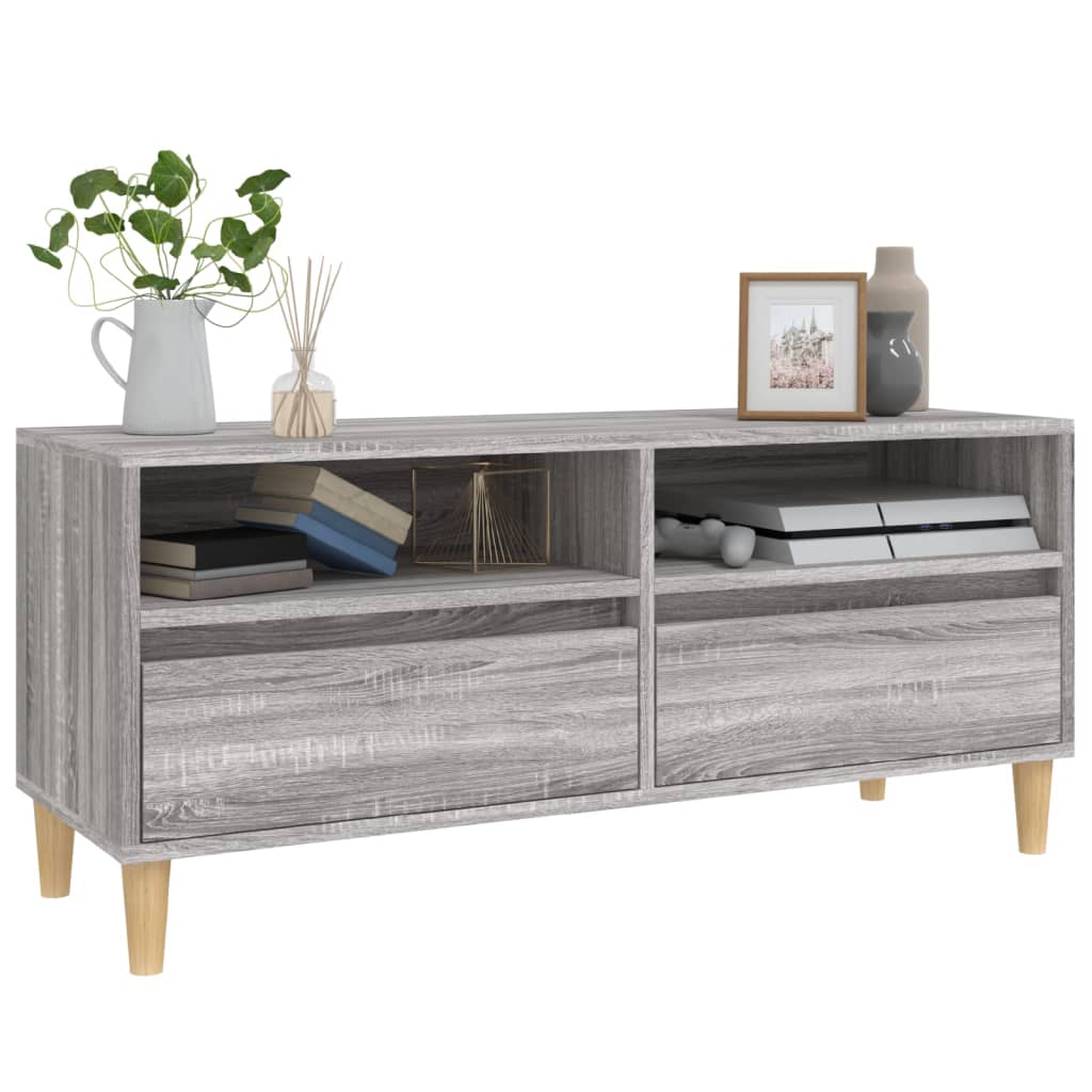 Tv-meubel 100x34,5x44,5 cm bewerkt hout grijs sonoma eikenkleur is nu te koop bij PeponiXL, paradijselijk wonen!