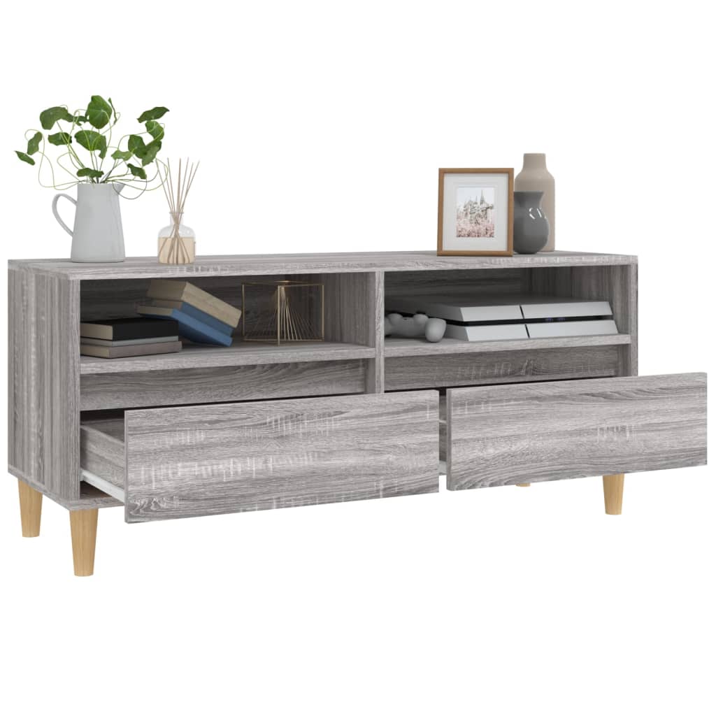 Tv-meubel 100x34,5x44,5 cm bewerkt hout grijs sonoma eikenkleur is nu te koop bij PeponiXL, paradijselijk wonen!