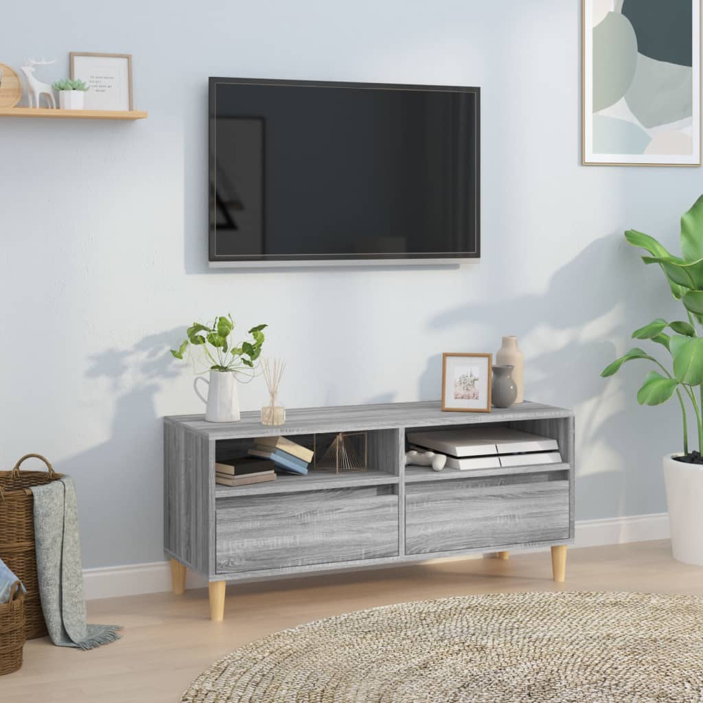 Tv-meubel 100x34,5x44,5 cm bewerkt hout grijs sonoma eikenkleur is nu te koop bij PeponiXL, paradijselijk wonen!