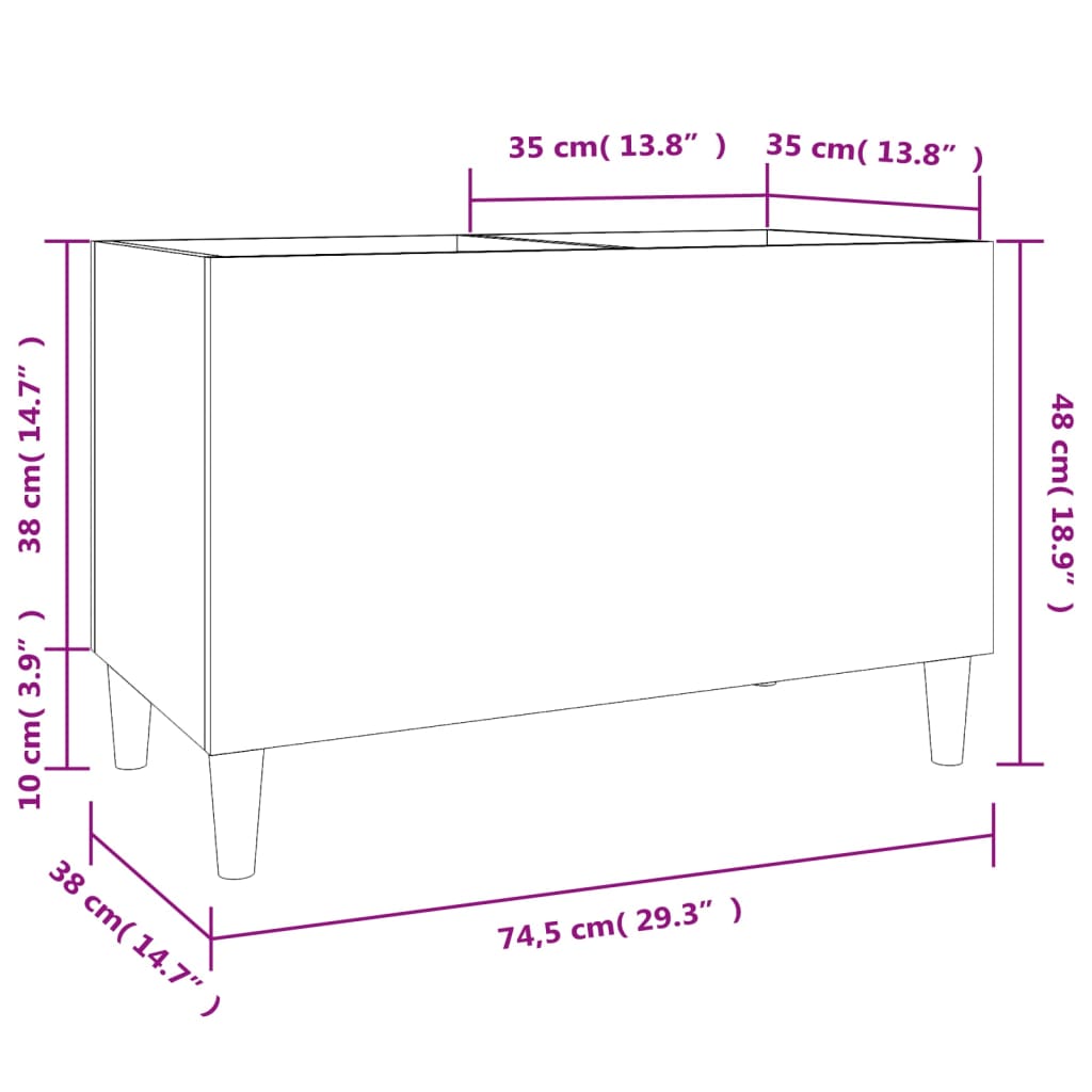 Platenkast 74,5x38x48 cm bewerkt hout zwart is nu te koop bij PeponiXL, paradijselijk wonen!