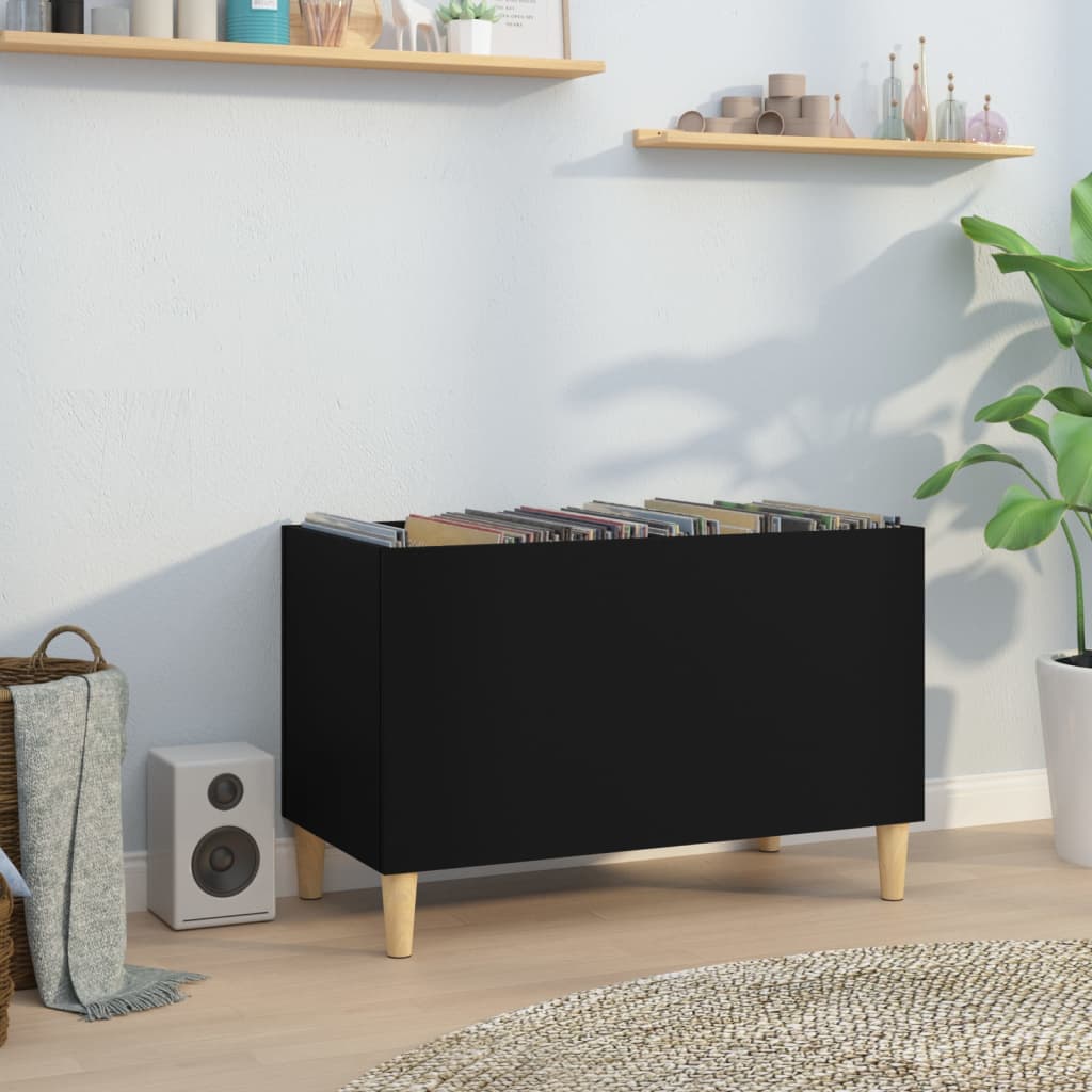 Platenkast 74,5x38x48 cm bewerkt hout zwart is nu te koop bij PeponiXL, paradijselijk wonen!