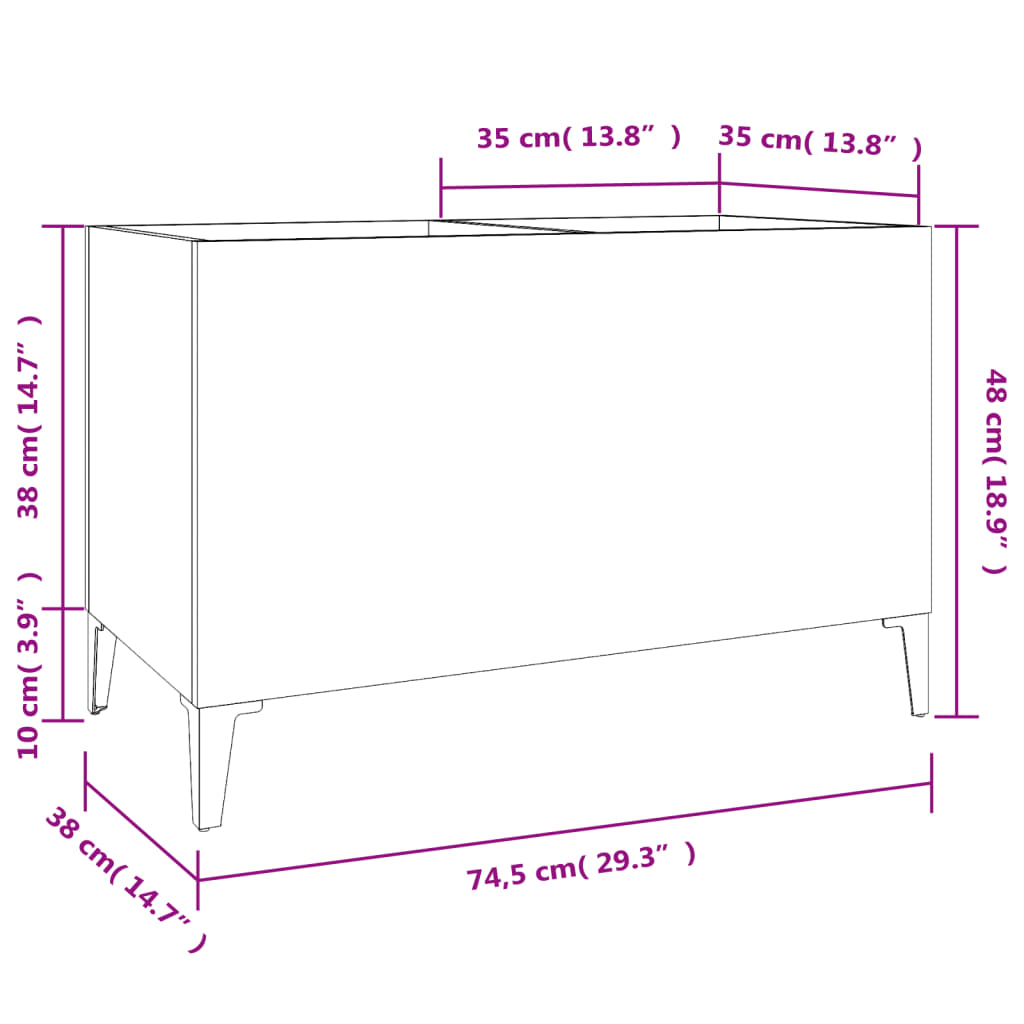 Platenkast 74,5x38x48 cm bewerkt hout gerookt eikenkleurig is nu te koop bij PeponiXL, paradijselijk wonen!