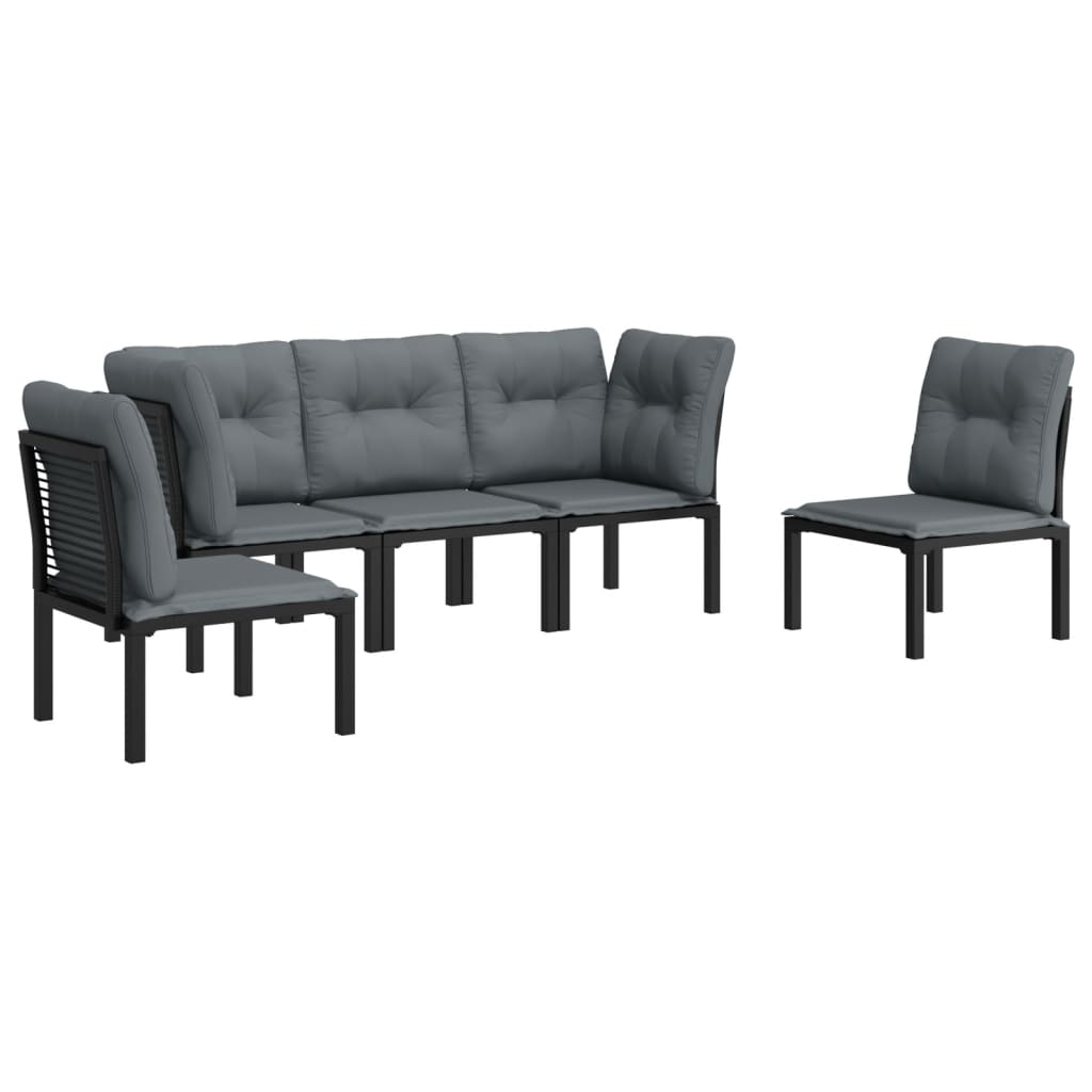 5-delige Loungeset poly rattan zwart en grijs is nu te koop bij PeponiXL, paradijselijk wonen!