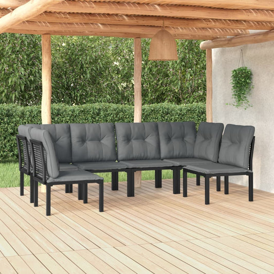 6-delige Loungeset poly rattan zwart en grijs is nu te koop bij PeponiXL, paradijselijk wonen!