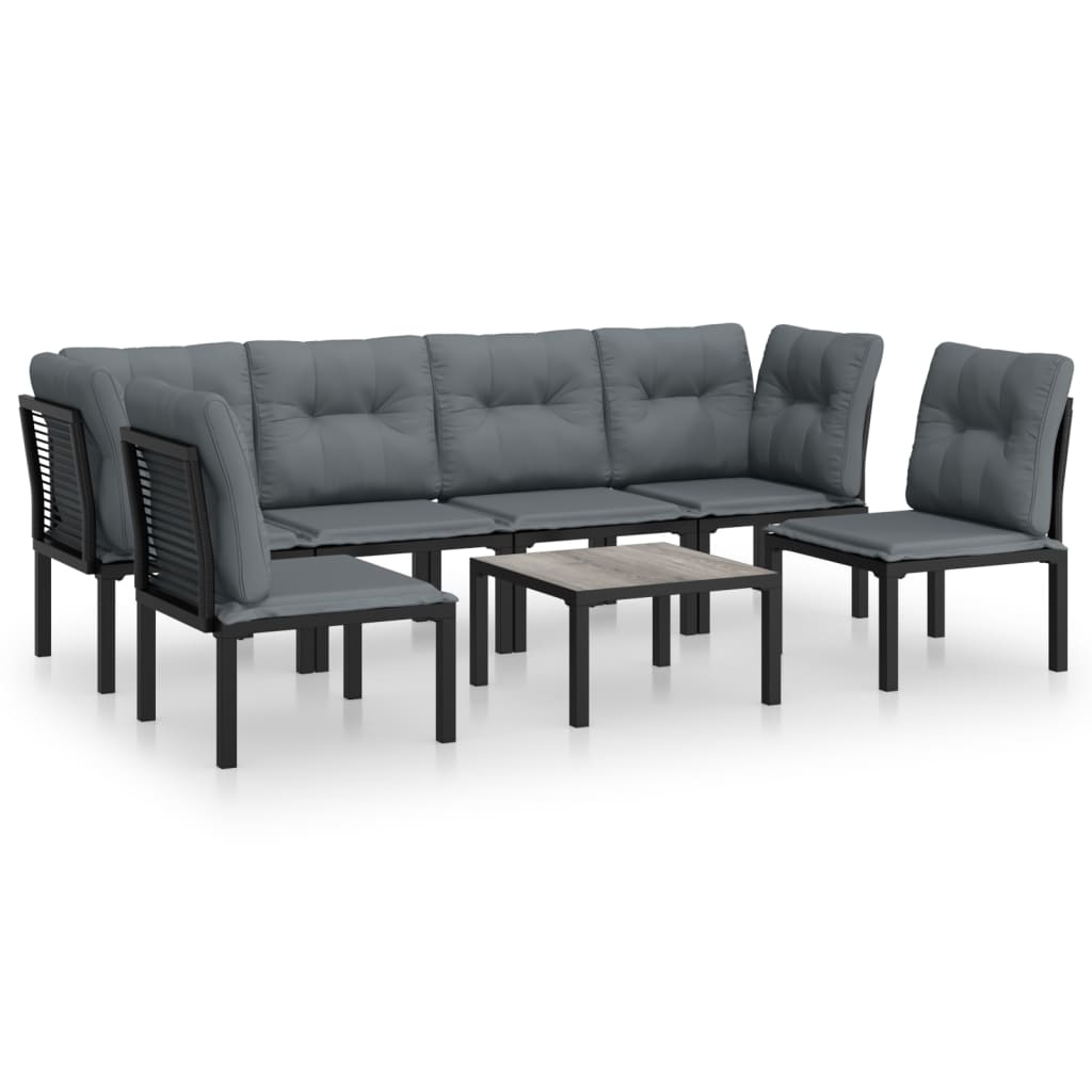 7-delige Loungeset poly rattan zwart en grijs is nu te koop bij PeponiXL, paradijselijk wonen!
