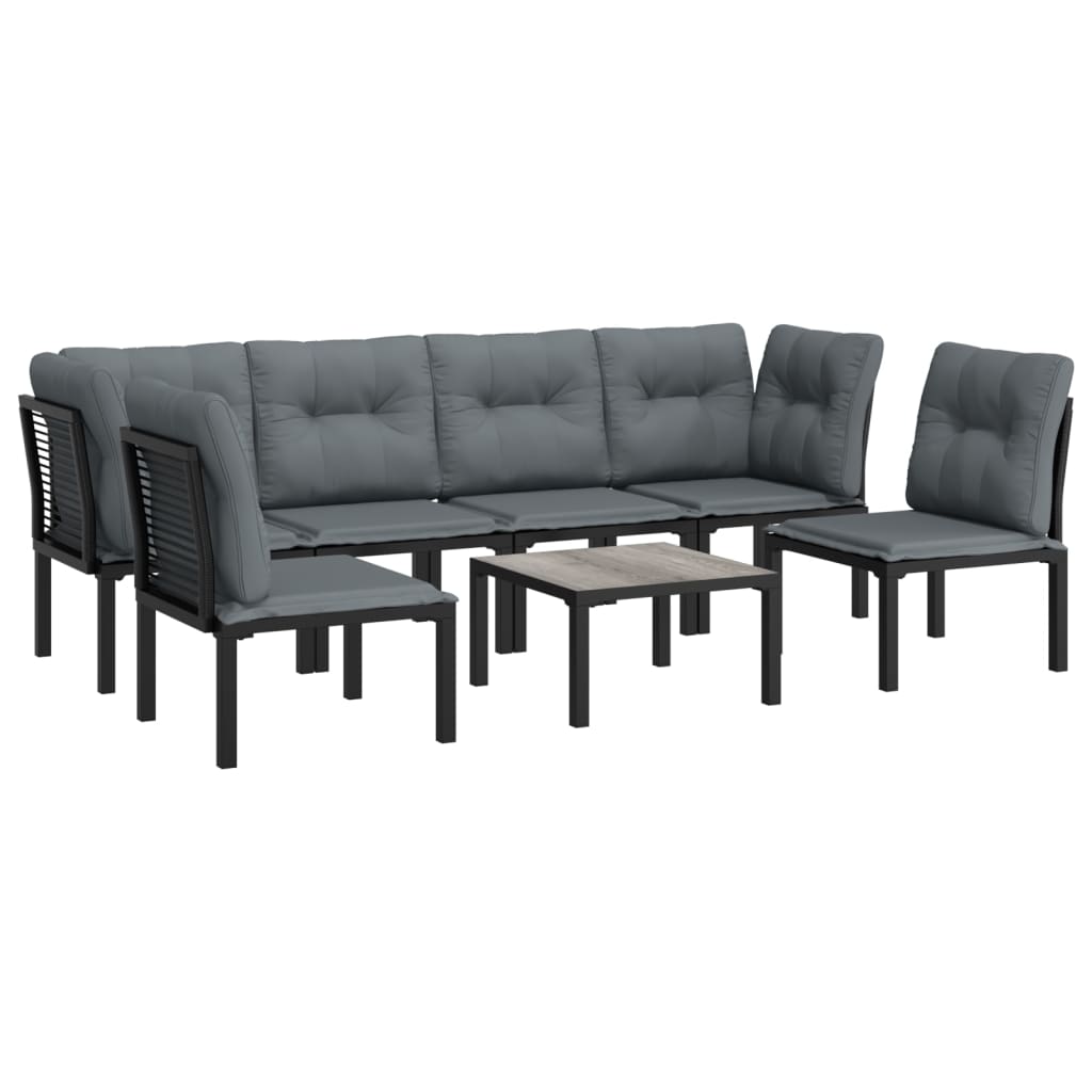 7-delige Loungeset poly rattan zwart en grijs is nu te koop bij PeponiXL, paradijselijk wonen!