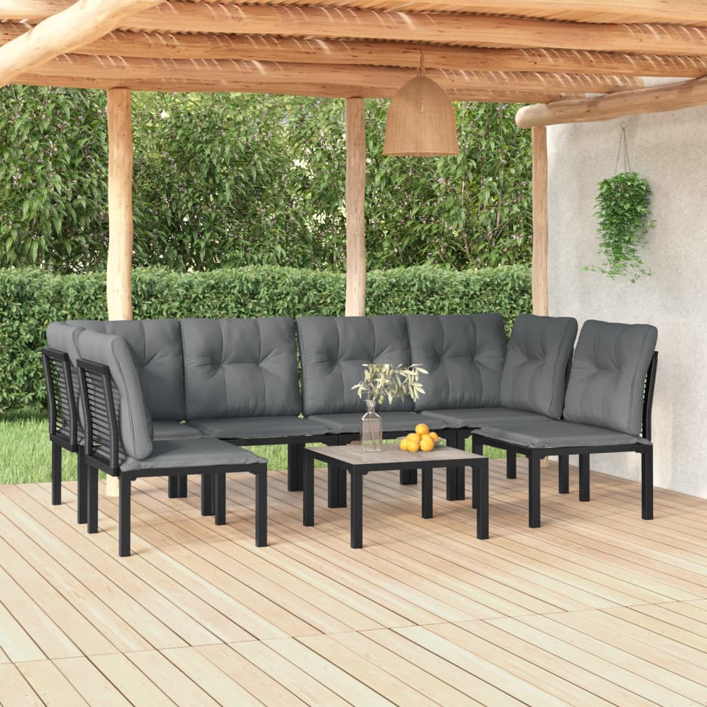 7-delige Loungeset poly rattan zwart en grijs is nu te koop bij PeponiXL, paradijselijk wonen!