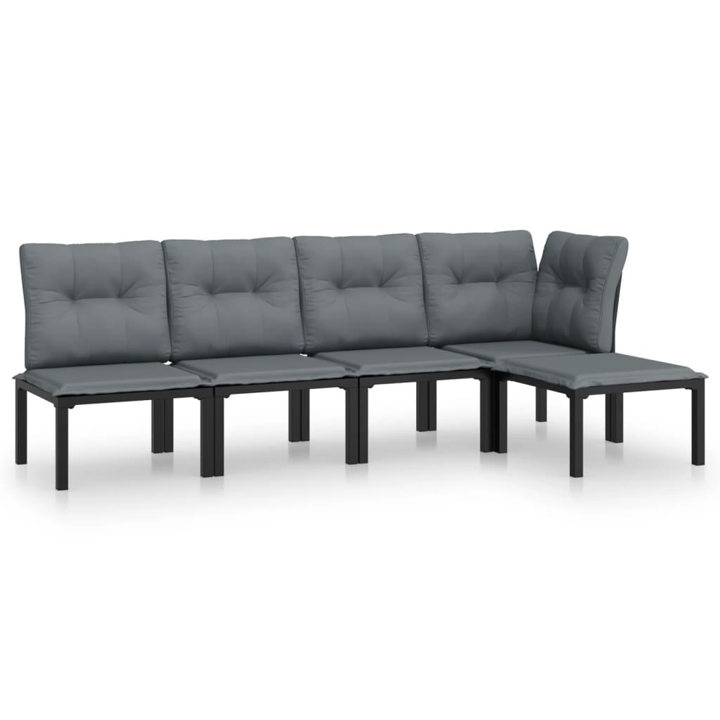 5-delige Loungeset poly rattan zwart en grijs is nu te koop bij PeponiXL, paradijselijk wonen!