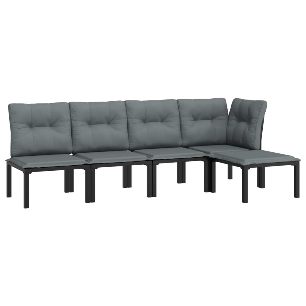 5-delige Loungeset poly rattan zwart en grijs is nu te koop bij PeponiXL, paradijselijk wonen!