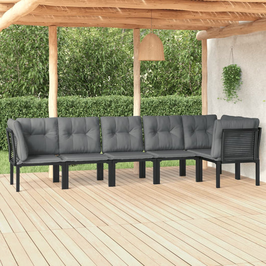 6-delige Loungeset poly rattan zwart en grijs is nu te koop bij PeponiXL, paradijselijk wonen!