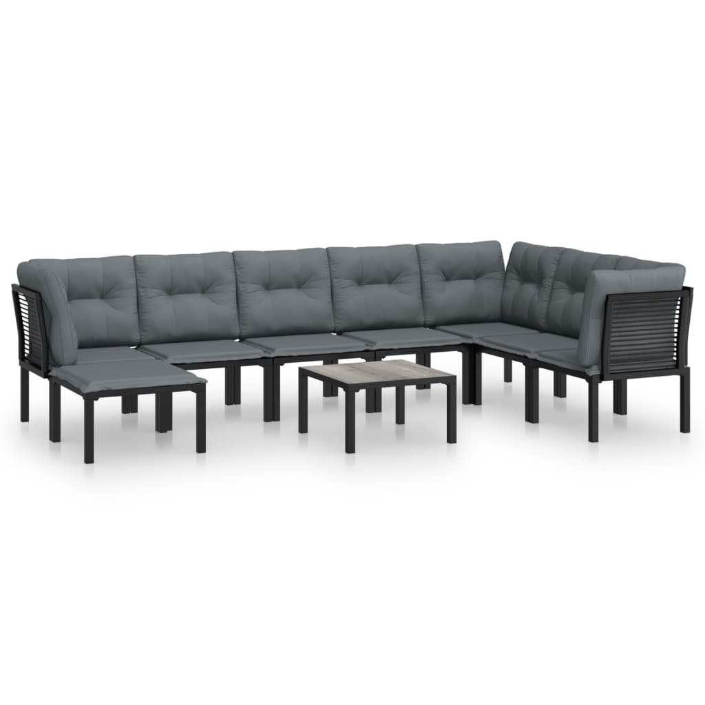 9-delige Loungeset poly rattan zwart en grijs is nu te koop bij PeponiXL, paradijselijk wonen!