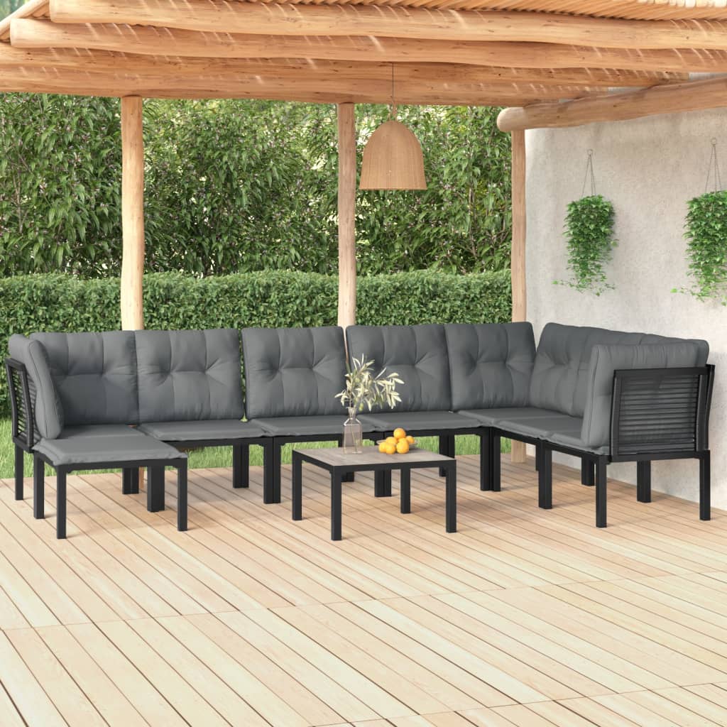 9-delige Loungeset poly rattan zwart en grijs is nu te koop bij PeponiXL, paradijselijk wonen!