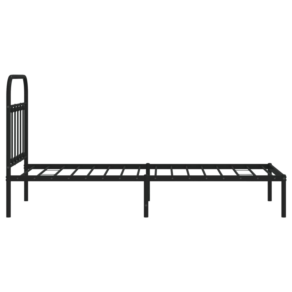 Bedframe met hoofdbord metaal zwart 90x200 cm is nu te koop bij PeponiXL, paradijselijk wonen!