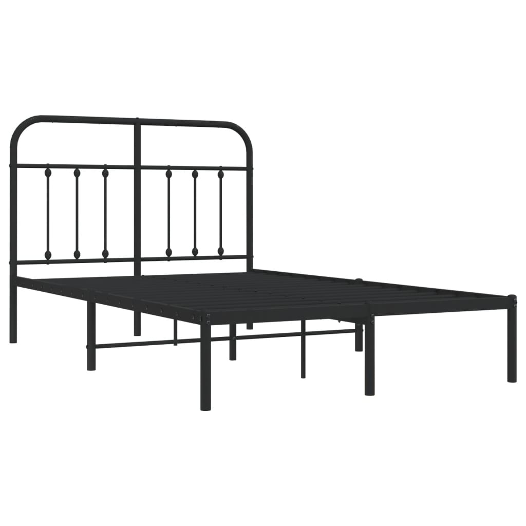 Bedframe met hoofdbord metaal zwart 120x190 cm is nu te koop bij PeponiXL, paradijselijk wonen!