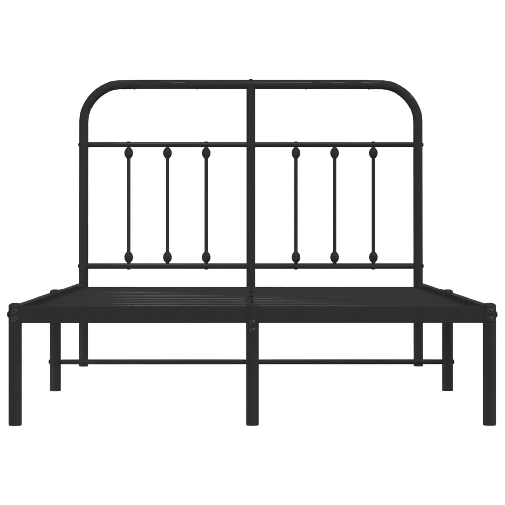 Bedframe met hoofdbord metaal zwart 120x190 cm is nu te koop bij PeponiXL, paradijselijk wonen!