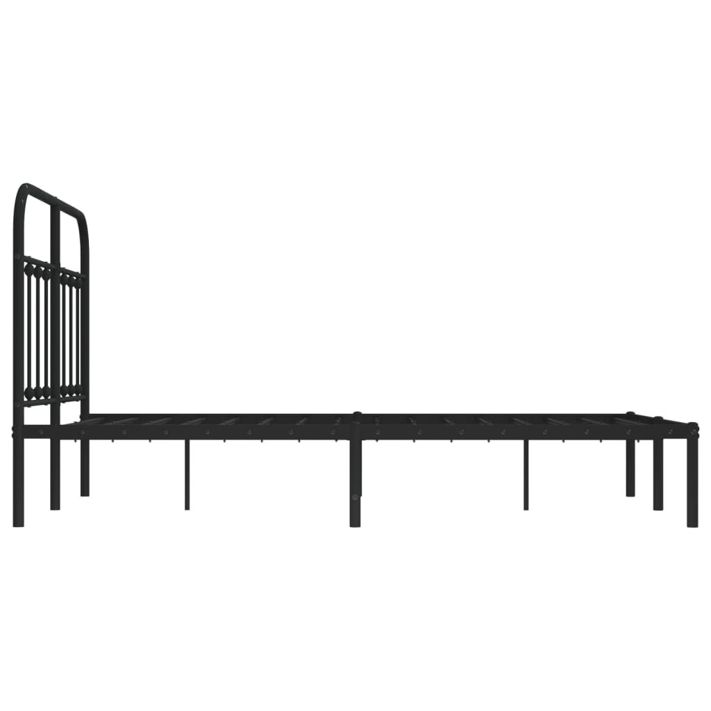 Bedframe met hoofdbord metaal zwart 120x190 cm is nu te koop bij PeponiXL, paradijselijk wonen!