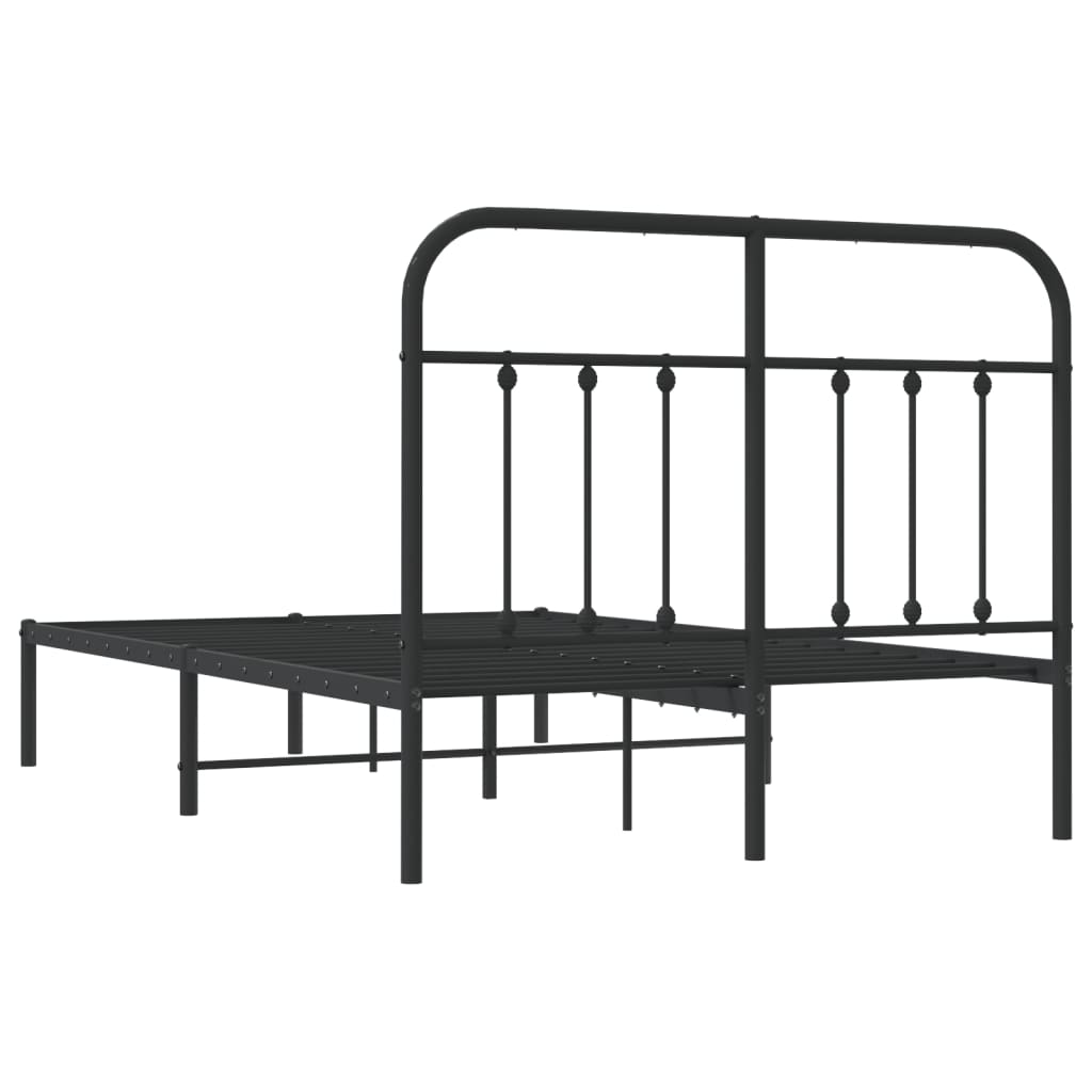 Bedframe met hoofdbord metaal zwart 120x190 cm is nu te koop bij PeponiXL, paradijselijk wonen!