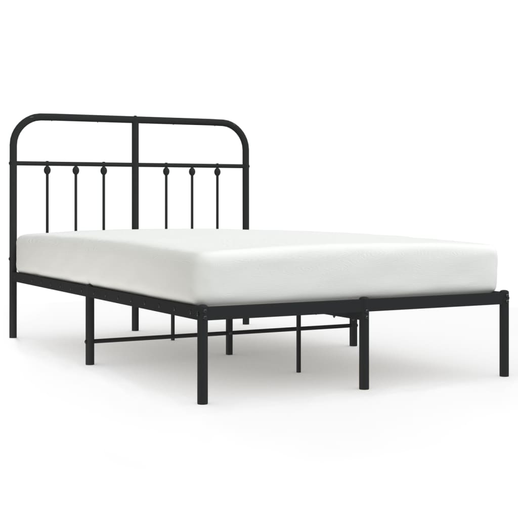 Bedframe met hoofdbord metaal zwart 120x200 cm is nu te koop bij PeponiXL, paradijselijk wonen!