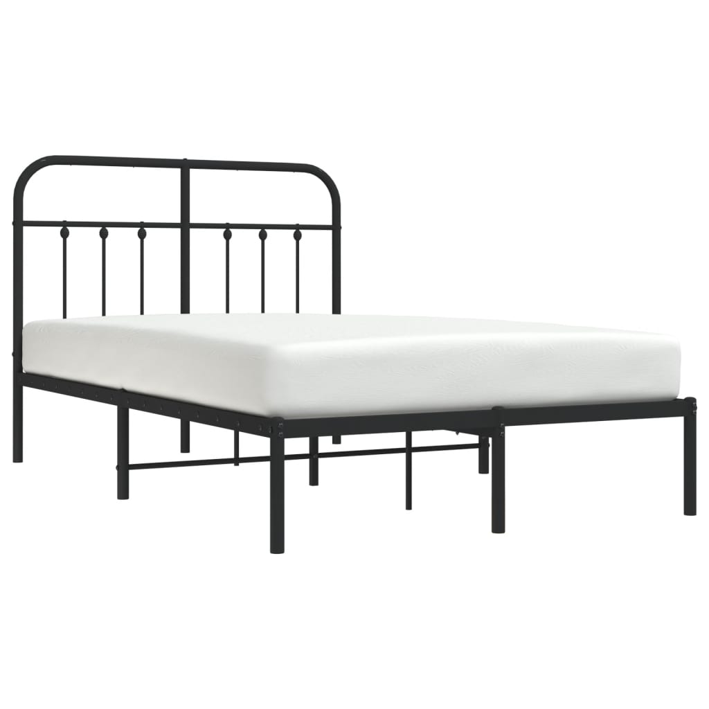 Bedframe met hoofdbord metaal zwart 120x200 cm is nu te koop bij PeponiXL, paradijselijk wonen!