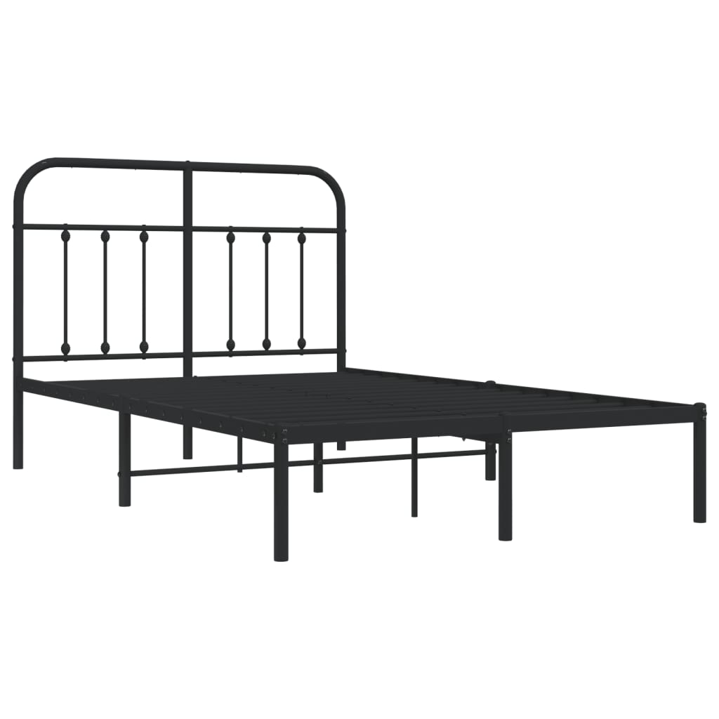 Bedframe met hoofdbord metaal zwart 120x200 cm is nu te koop bij PeponiXL, paradijselijk wonen!