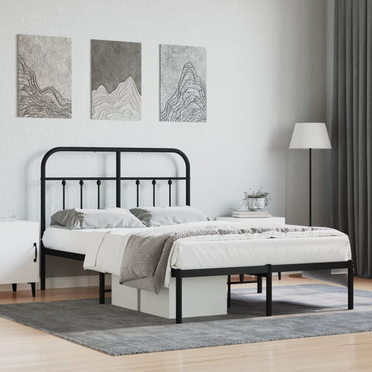 Bedframe met hoofdbord metaal zwart 120x200 cm is nu te koop bij PeponiXL, paradijselijk wonen!