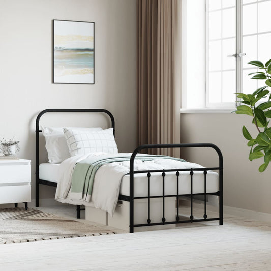 Bedframe met hoofd- en voeteneinde metaal zwart 90x190 cm is nu te koop bij PeponiXL, paradijselijk wonen!