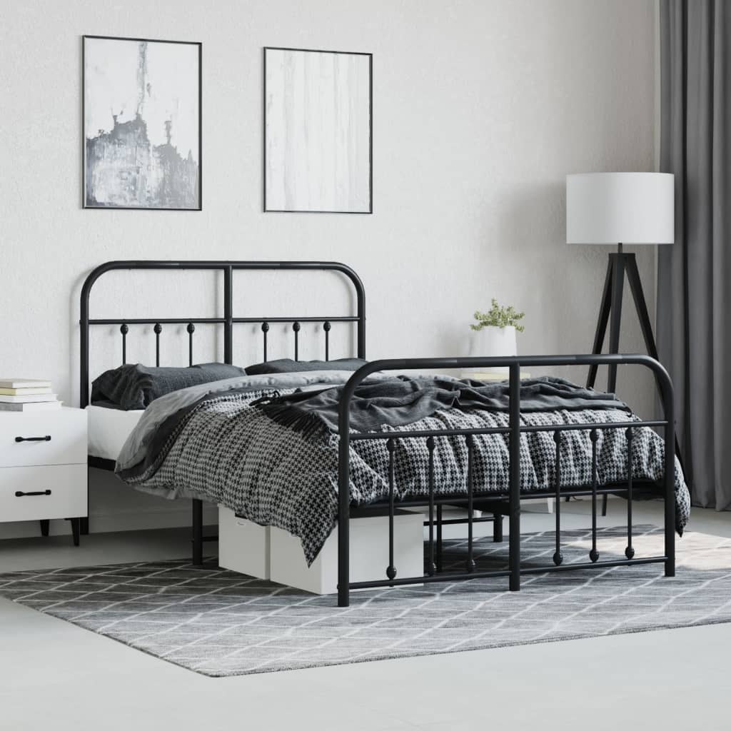 Bedframe met hoofd- en voeteneinde metaal zwart 120x190 cm is nu te koop bij PeponiXL, paradijselijk wonen!