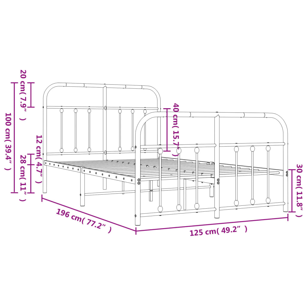 Bedframe met hoofd- en voeteneinde metaal zwart 120x190 cm is nu te koop bij PeponiXL, paradijselijk wonen!