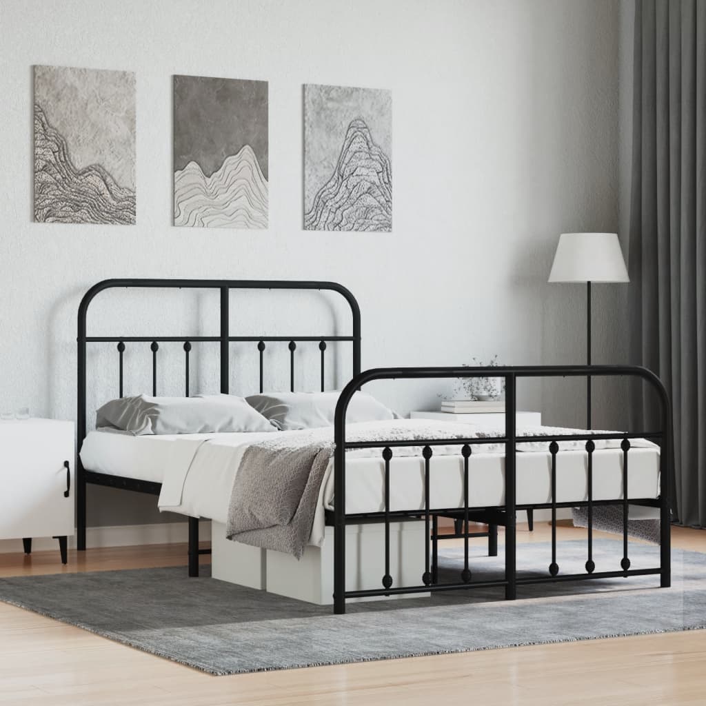 Bedframe met hoofd- en voeteneinde metaal zwart 120x190 cm is nu te koop bij PeponiXL, paradijselijk wonen!