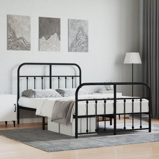 Bedframe met hoofd- en voeteneinde metaal zwart 120x190 cm is nu te koop bij PeponiXL, paradijselijk wonen!
