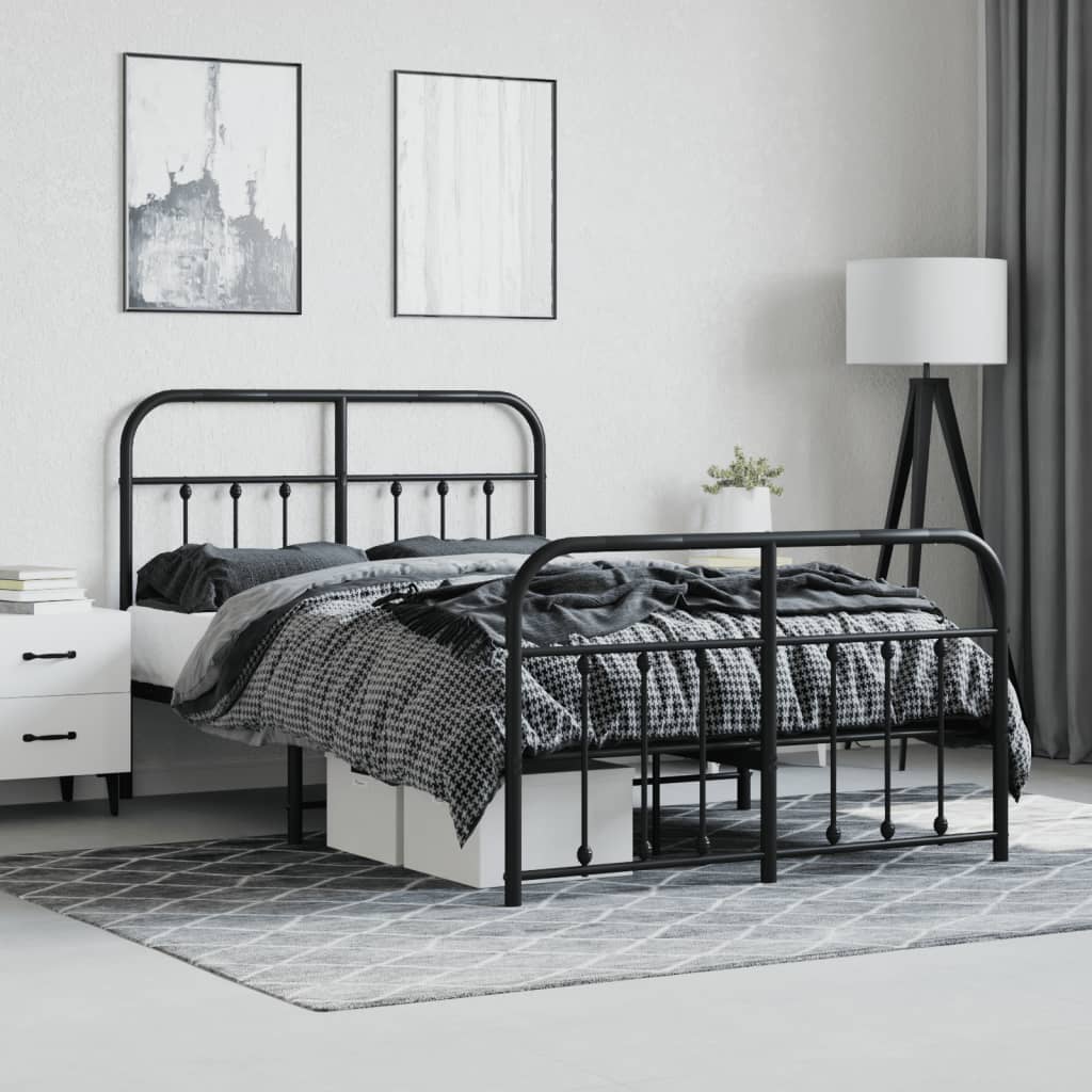 Bedframe met hoofd- en voeteneinde metaal zwart 120x200 cm is nu te koop bij PeponiXL, paradijselijk wonen!