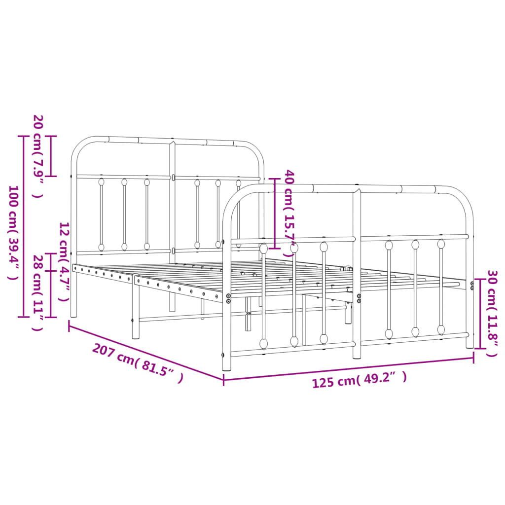 Bedframe met hoofd- en voeteneinde metaal zwart 120x200 cm is nu te koop bij PeponiXL, paradijselijk wonen!